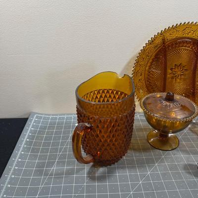 Nifty Fifties AMBER GLASS 7 Pieces 