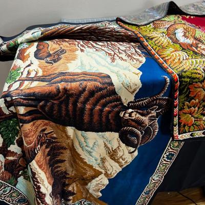 3 Tapestry ; Elk, Big Horn Sheep, Pheasant
