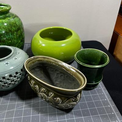 Large Lot of Green Ceramics 