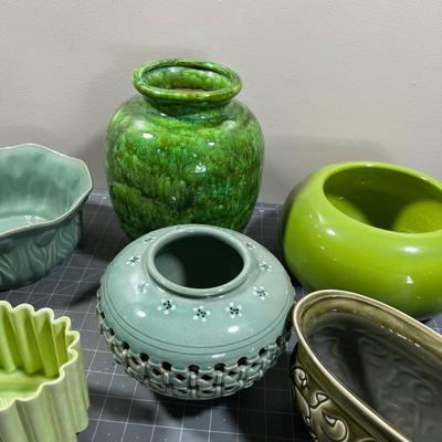 Large Lot of Green Ceramics 