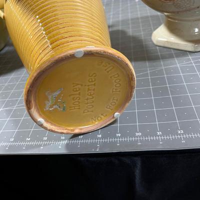 4 Big Vases, yellow and cream