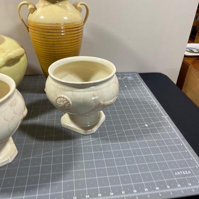 4 Big Vases, yellow and cream