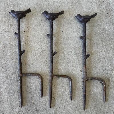 Three Iron Bird Yard Ornaments