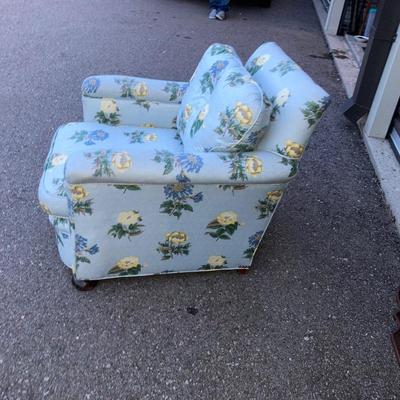 Pretty Blue Down filled Chair and Pie Crust Table
