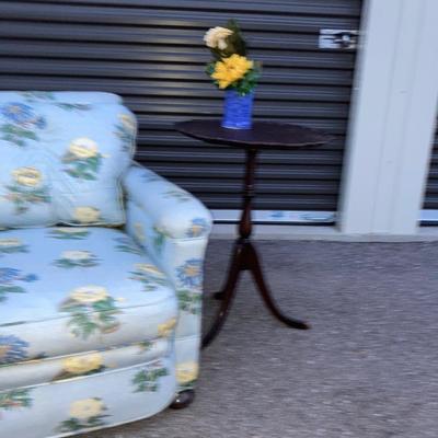 Pretty Blue Down filled Chair and Pie Crust Table