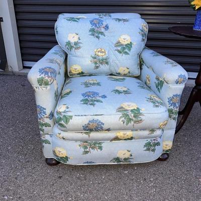 Pretty Blue Down filled Chair and Pie Crust Table