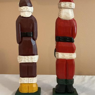 (2) Grandeur Noel Carved Wooden Santas
