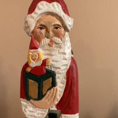 (2) Grandeur Noel Carved Wooden Santas