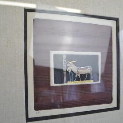 LOT 271. FOUR PENCIL SIGNED PRINTS MATTED AND FRAMED