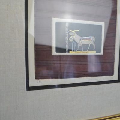 LOT 271. FOUR PENCIL SIGNED PRINTS MATTED AND FRAMED
