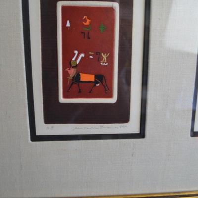 LOT 271. FOUR PENCIL SIGNED PRINTS MATTED AND FRAMED