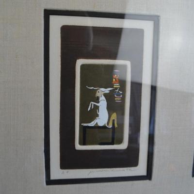 LOT 271. FOUR PENCIL SIGNED PRINTS MATTED AND FRAMED