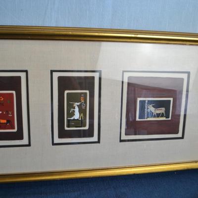 LOT 271. FOUR PENCIL SIGNED PRINTS MATTED AND FRAMED
