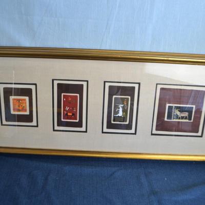 LOT 271. FOUR PENCIL SIGNED PRINTS MATTED AND FRAMED