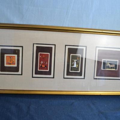 LOT 271. FOUR PENCIL SIGNED PRINTS MATTED AND FRAMED