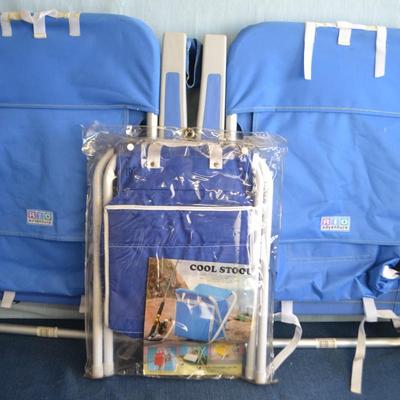 LOT 287. TWO RIO BEACH CHAIRS AND COOLER STOOL