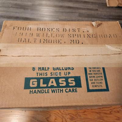 5 Four Roses Whiskey Bottle Banks with Original Baltimore  Box 1960's