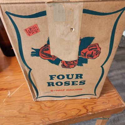 5 Four Roses Whiskey Bottle Banks with Original Baltimore  Box 1960's
