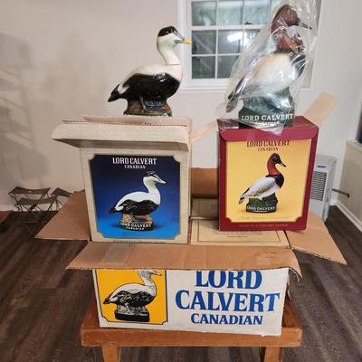 7 Lord Calvert Duck Decanters 6 Common Eider 1 North American Canvasback