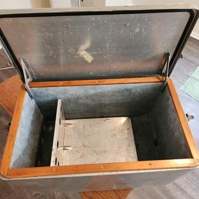 Vintage Aluminum Camping Cooler & 3 Folding Camp Seats Chair