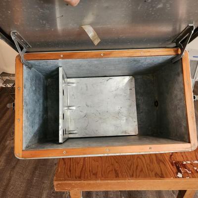 Vintage Aluminum Camping Cooler & 3 Folding Camp Seats Chair