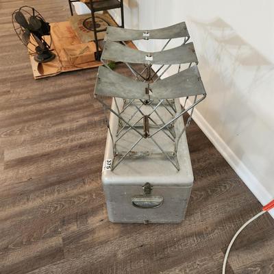 Vintage Aluminum Camping Cooler & 3 Folding Camp Seats Chair