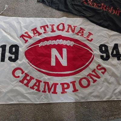 HUSKERS-BLACKSHIRTS AND NATIONAL CHAMPIONS FLAG