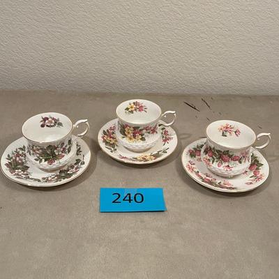 Lot of 3 Bone China Cups & Saucers