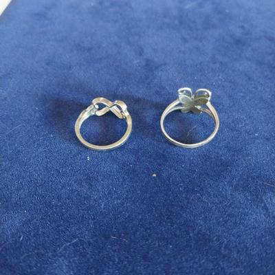 TWO 925 SILVER RINGS SIZE 5