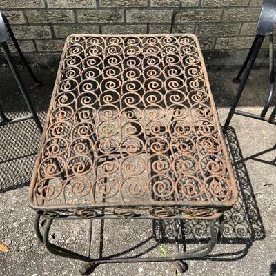 Pair of Wrought Iron Chairs and Small Table