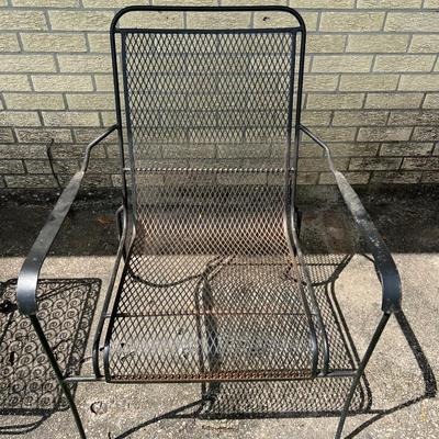 Pair of Wrought Iron Chairs and Small Table