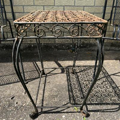 Pair of Wrought Iron Chairs and Small Table