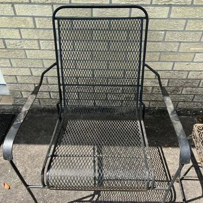 Pair of Wrought Iron Chairs and Small Table
