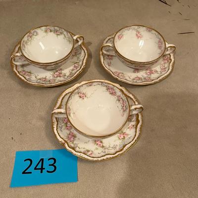 Lot of 3 Bouillon Soup Bowls w/ liners