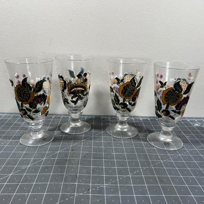Nobel Excellence Hand Painted Glass Tumblers (4) 