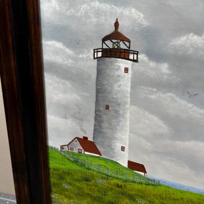 Oil on Canvas of Lighthouse by F. Cicero 
