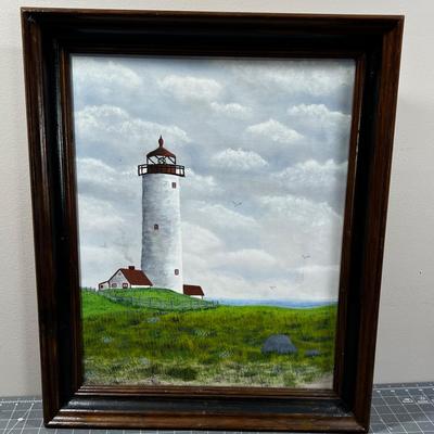 Oil on Canvas of Lighthouse by F. Cicero 