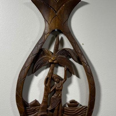 Hula Girl Pineapple Plaque