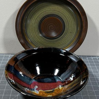 Stoneware Platter and Bowl  