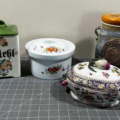 4 Lidded Jars 