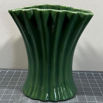 Green Fluted Bauer Vase