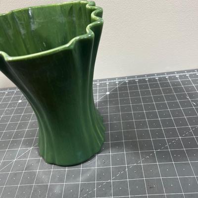 Green Fluted Bauer Vase