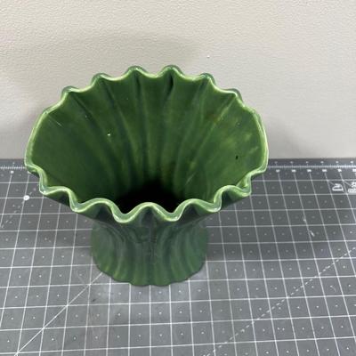 Green Fluted Bauer Vase