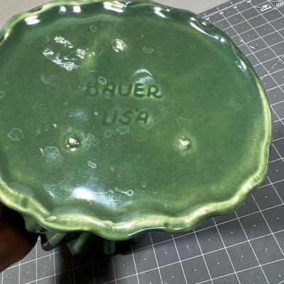 Green Fluted Bauer Vase
