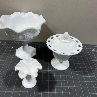 3 pieces of MILK Glass 