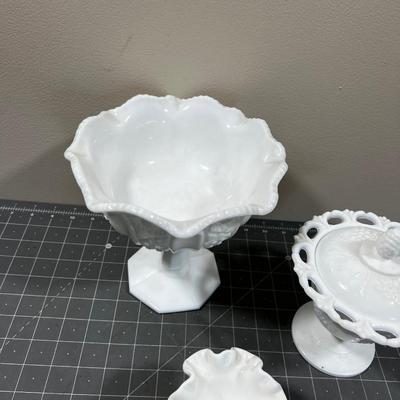 3 pieces of MILK Glass 