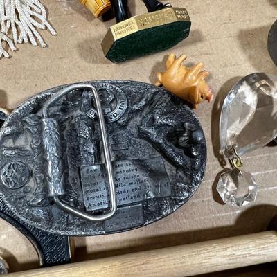 Another Tray of Mixed Miniatures. Racoon, Lion, Belt Buckle etc.