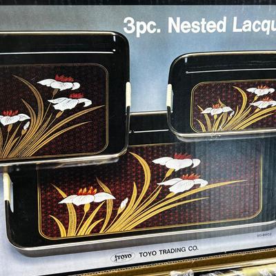 Still in the Box, NEW, Nested Lacquer Trays VINTAGE