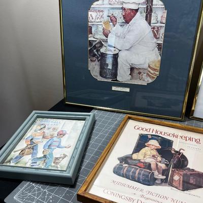 Stack of Picture Prints; Norman Rockwell etc.