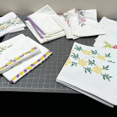 Hand Embroidered Pillowcases 6 sets